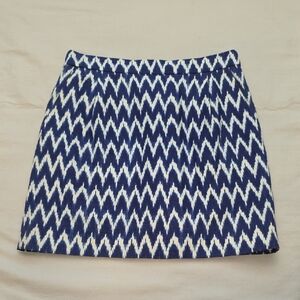J. Crew Navy Zigzag Patterned Skirt